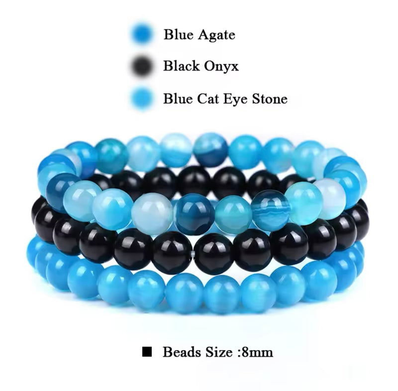 Blue Cat Eye Agate Cyrstal Bracelet Bundle