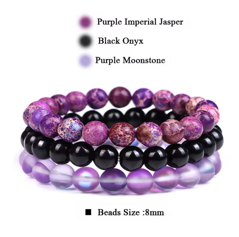 Purple Jasper Moonstone Cyrstal Bracelet Bundle