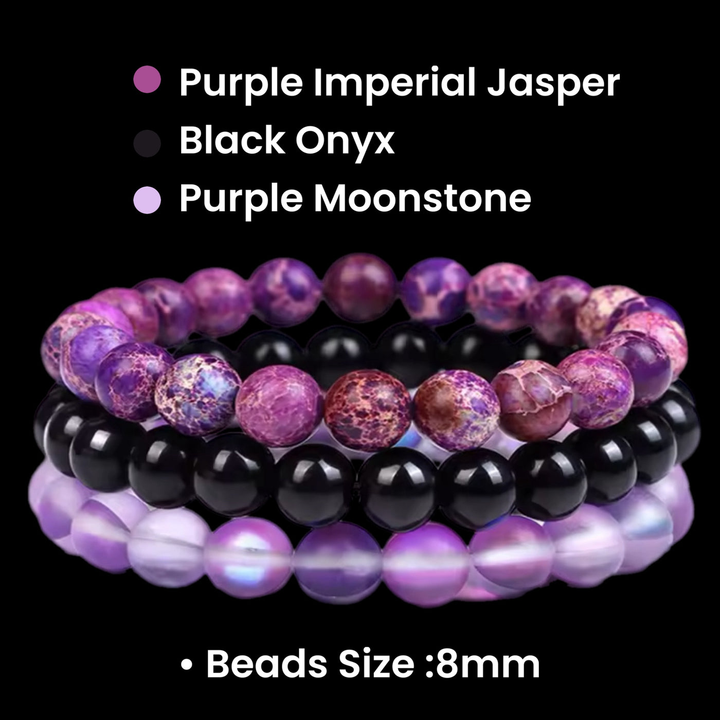 Purple Jasper Moonstone Cyrstal Bracelet Bundle