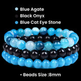 Blue Cat Eye Agate Cyrstal Bracelet Bundle