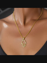 Hamsa Outline Necklace