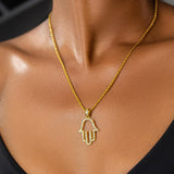 Hamsa Outline Necklace